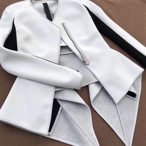 Gareth Pugh white black neoprene jacket 4 6 RARE - Picture 5 of 8